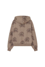 FLORAL SPRAY ZIP-UP HOODIE (BROWN)