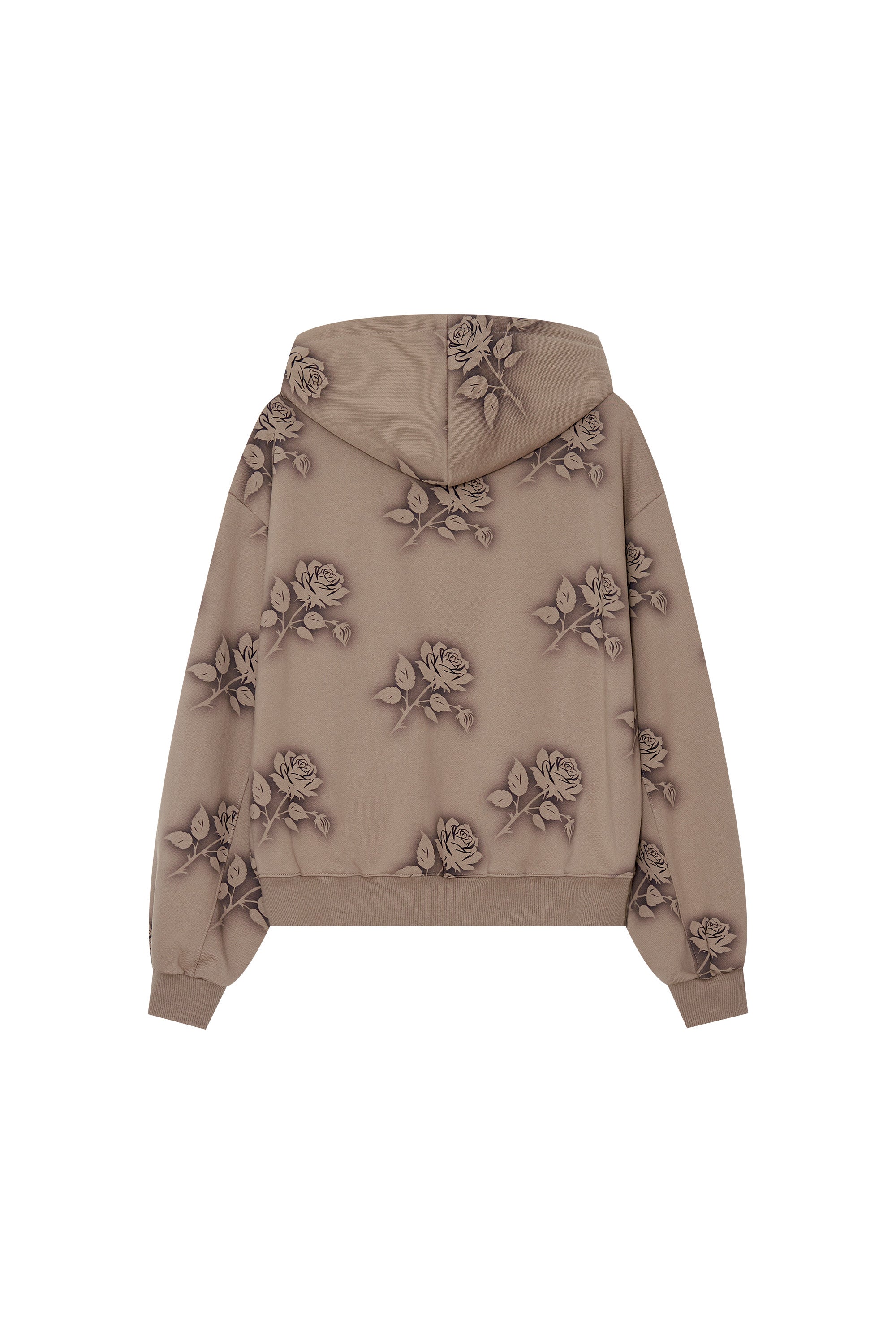 FLORAL SPRAY ZIP-UP HOODIE (BROWN)