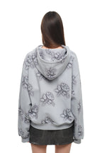 FLORAL SPRAY ZIP-UP HOODIE (LIGHT BLUE)