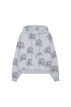 FLORAL SPRAY ZIP-UP HOODIE (LIGHT BLUE)