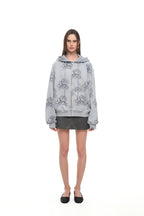 FLORAL SPRAY ZIP-UP HOODIE (LIGHT BLUE)
