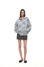 FLORAL SPRAY ZIP-UP HOODIE (LIGHT BLUE)