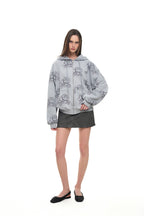 FLORAL SPRAY ZIP-UP HOODIE (LIGHT BLUE)