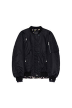 FLORAL TRIMMING BOMBER JACKET (BLACK)