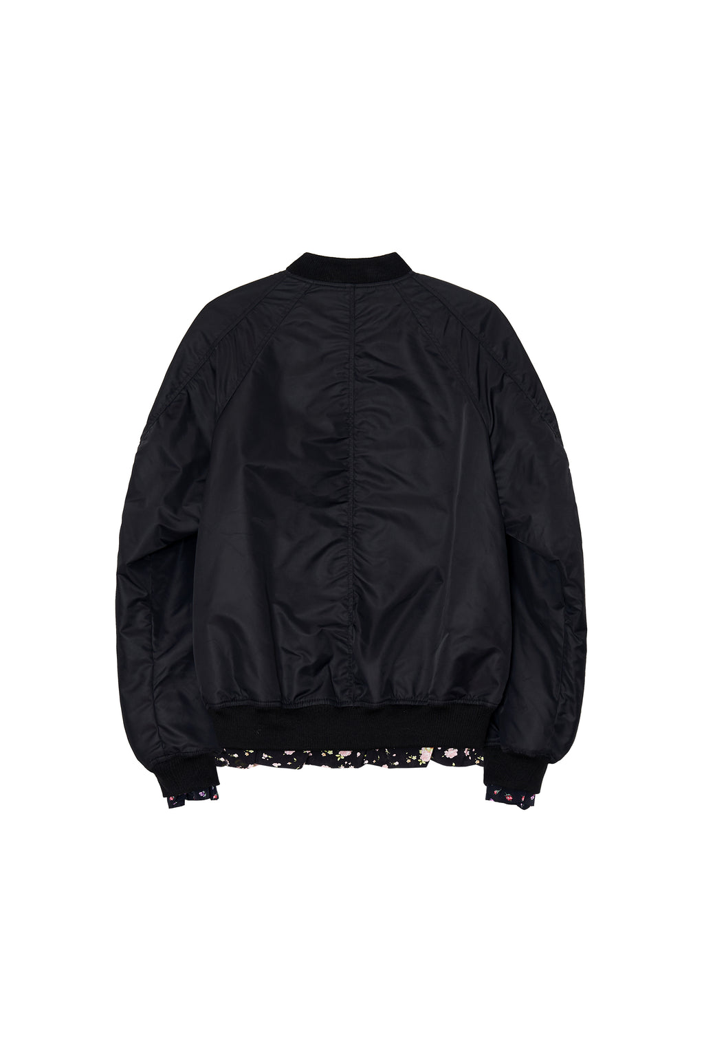 FLORAL TRIMMING BOMBER JACKET (BLACK)