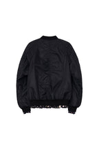FLORAL TRIMMING BOMBER JACKET (BLACK)
