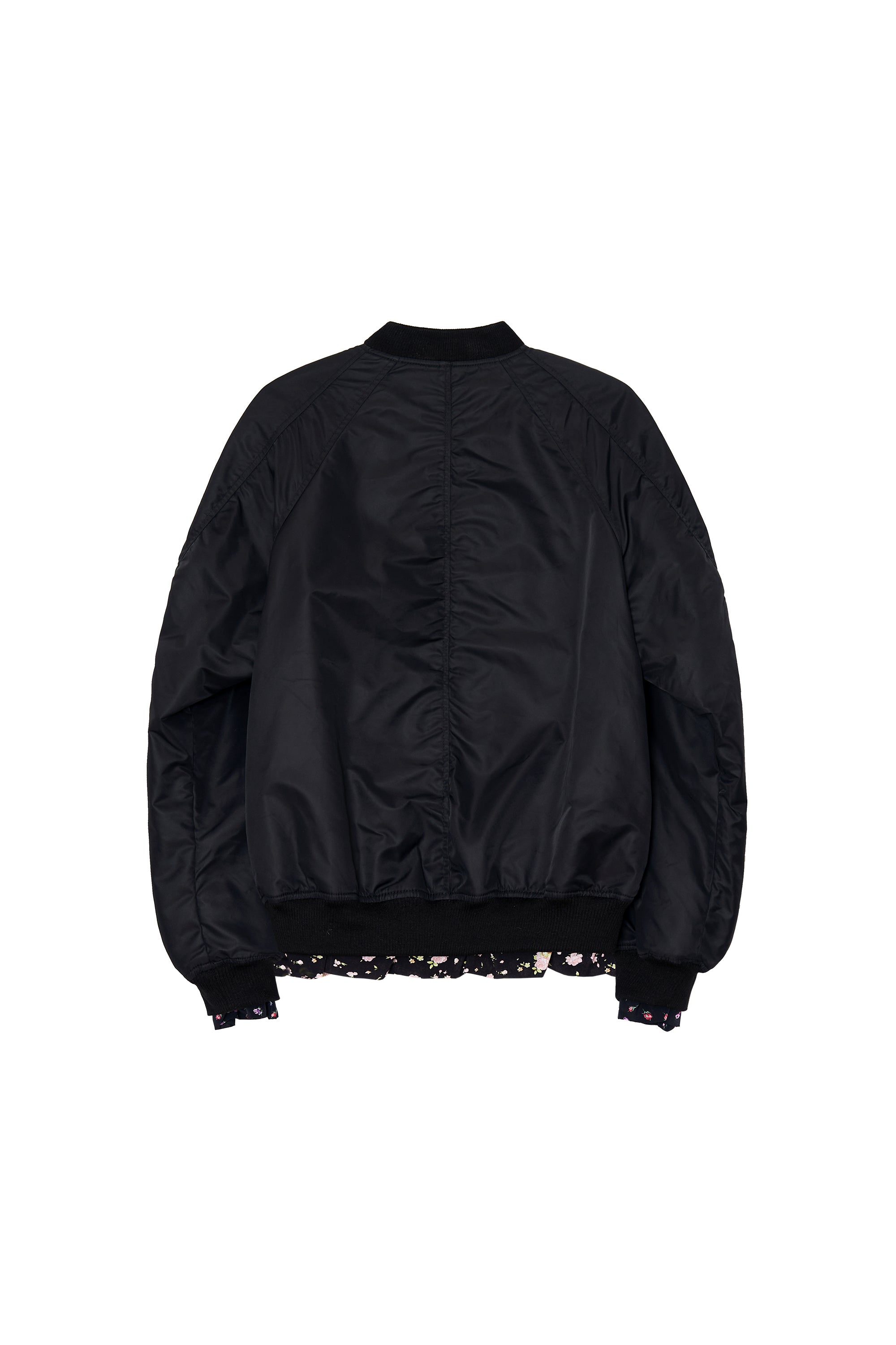 FLORAL TRIMMING BOMBER JACKET (BLACK)