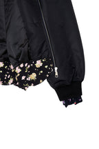 FLORAL TRIMMING BOMBER JACKET (BLACK)