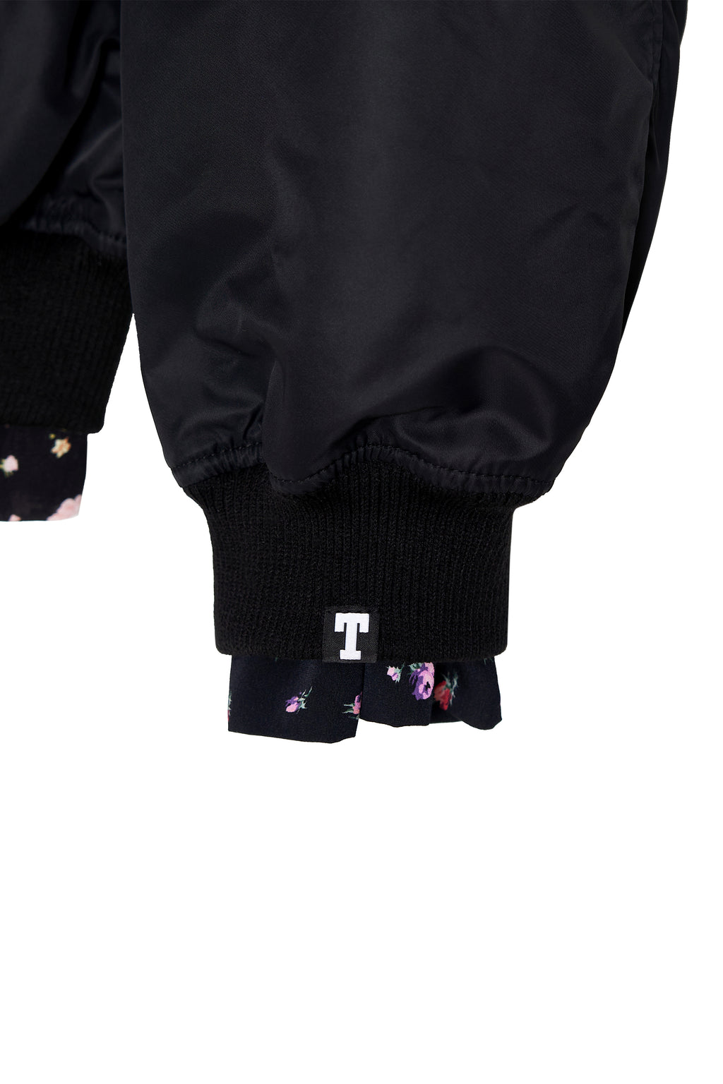 FLORAL TRIMMING BOMBER JACKET (BLACK)