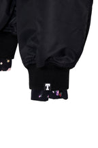 FLORAL TRIMMING BOMBER JACKET (BLACK)