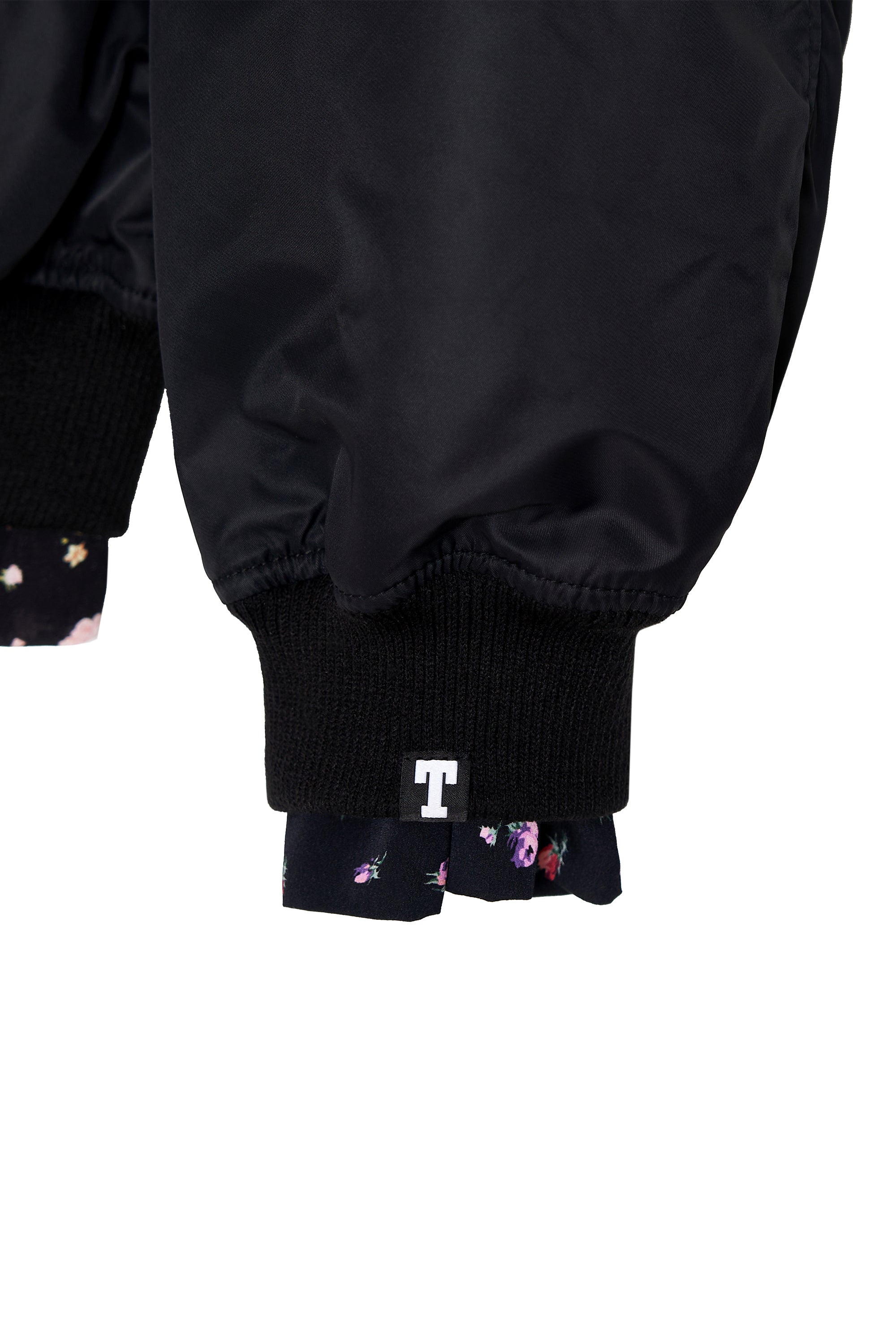 FLORAL TRIMMING BOMBER JACKET (BLACK)