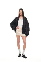 FLORAL TRIMMING BOMBER JACKET (BLACK)