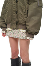 FLORAL TRIMMING BOMBER JACKET (KHAKI)