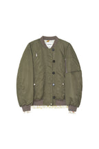 FLORAL TRIMMING BOMBER JACKET (KHAKI)