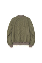 FLORAL TRIMMING BOMBER JACKET (KHAKI)