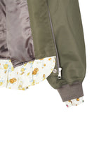 FLORAL TRIMMING BOMBER JACKET (KHAKI)
