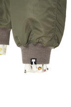 FLORAL TRIMMING BOMBER JACKET (KHAKI)
