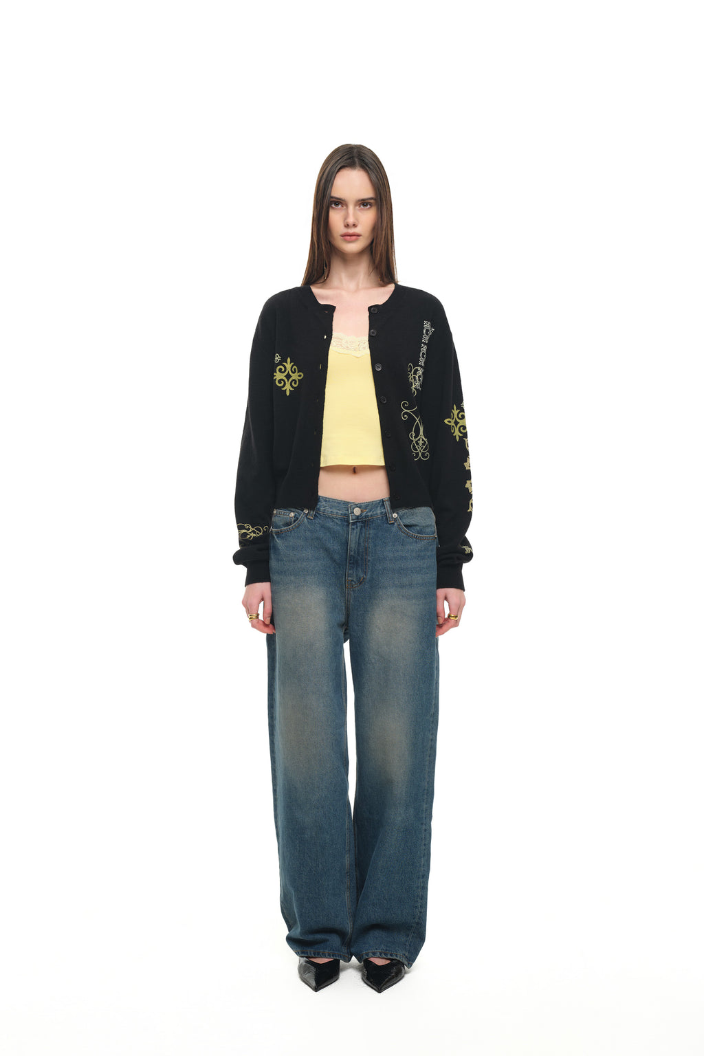 FOLK PATTERN CARDIGAN (BLACK)