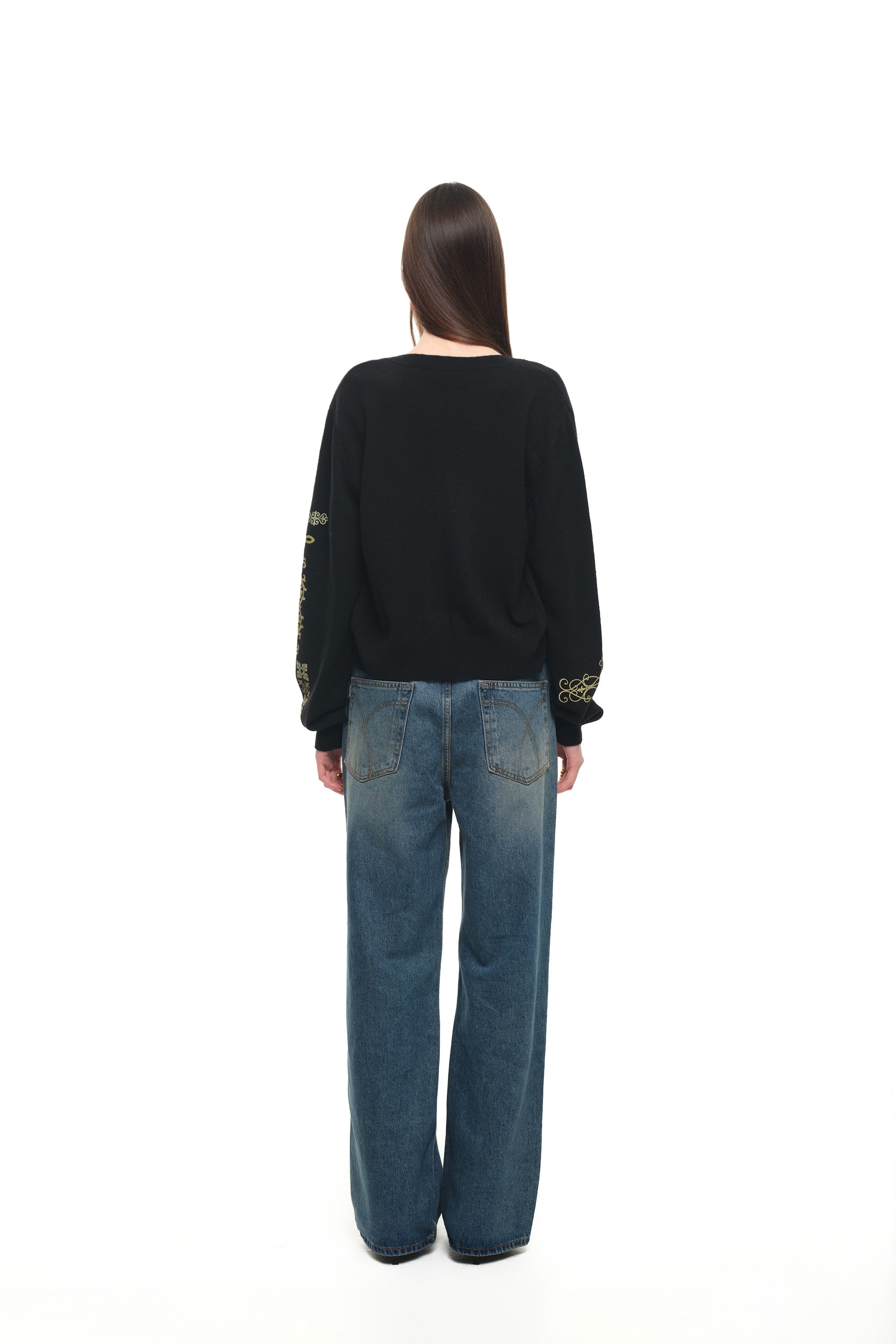 FOLK PATTERN CARDIGAN (BLACK)
