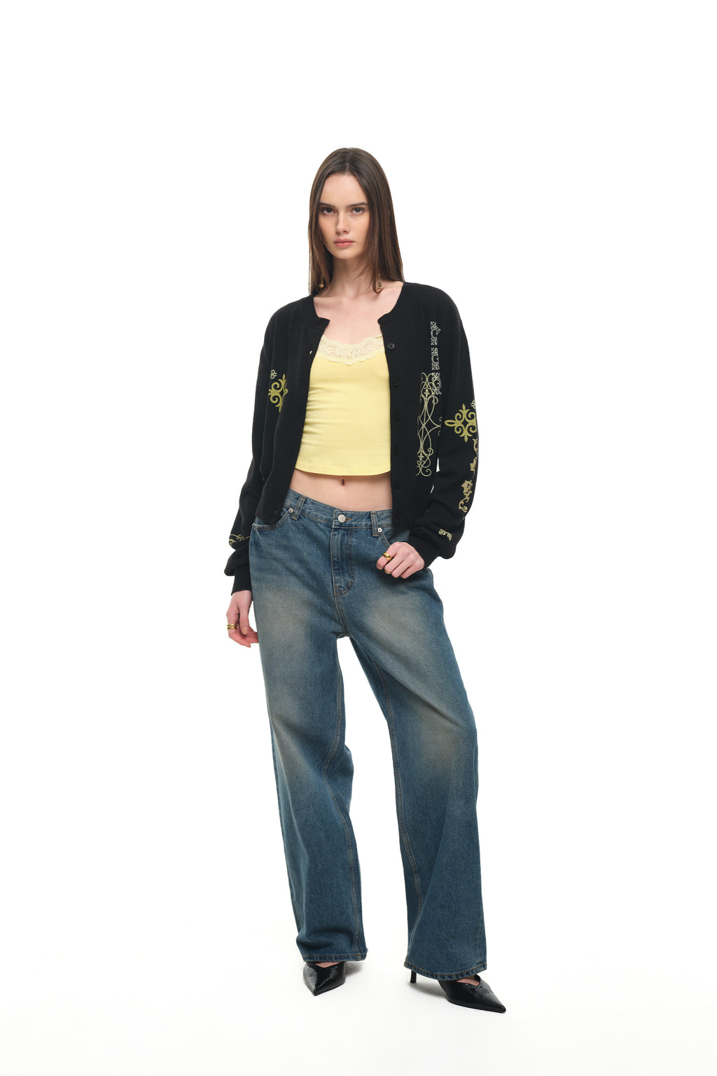 FOLK PATTERN CARDIGAN (BLACK)