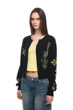 FOLK PATTERN CARDIGAN (BLACK)