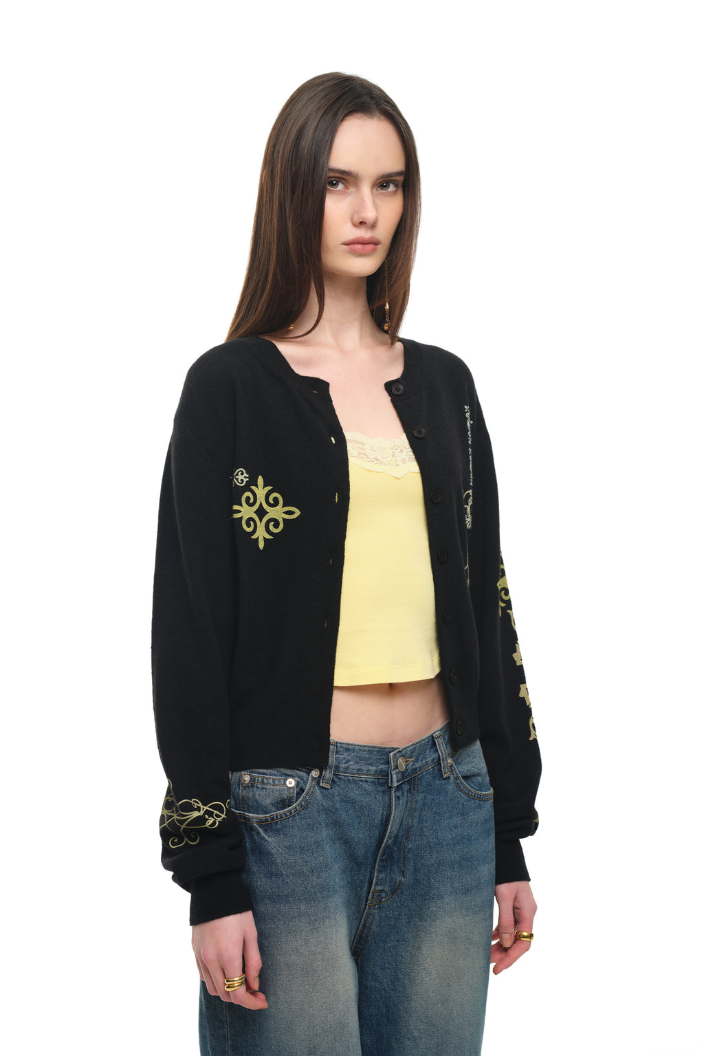 FOLK PATTERN CARDIGAN (BLACK)