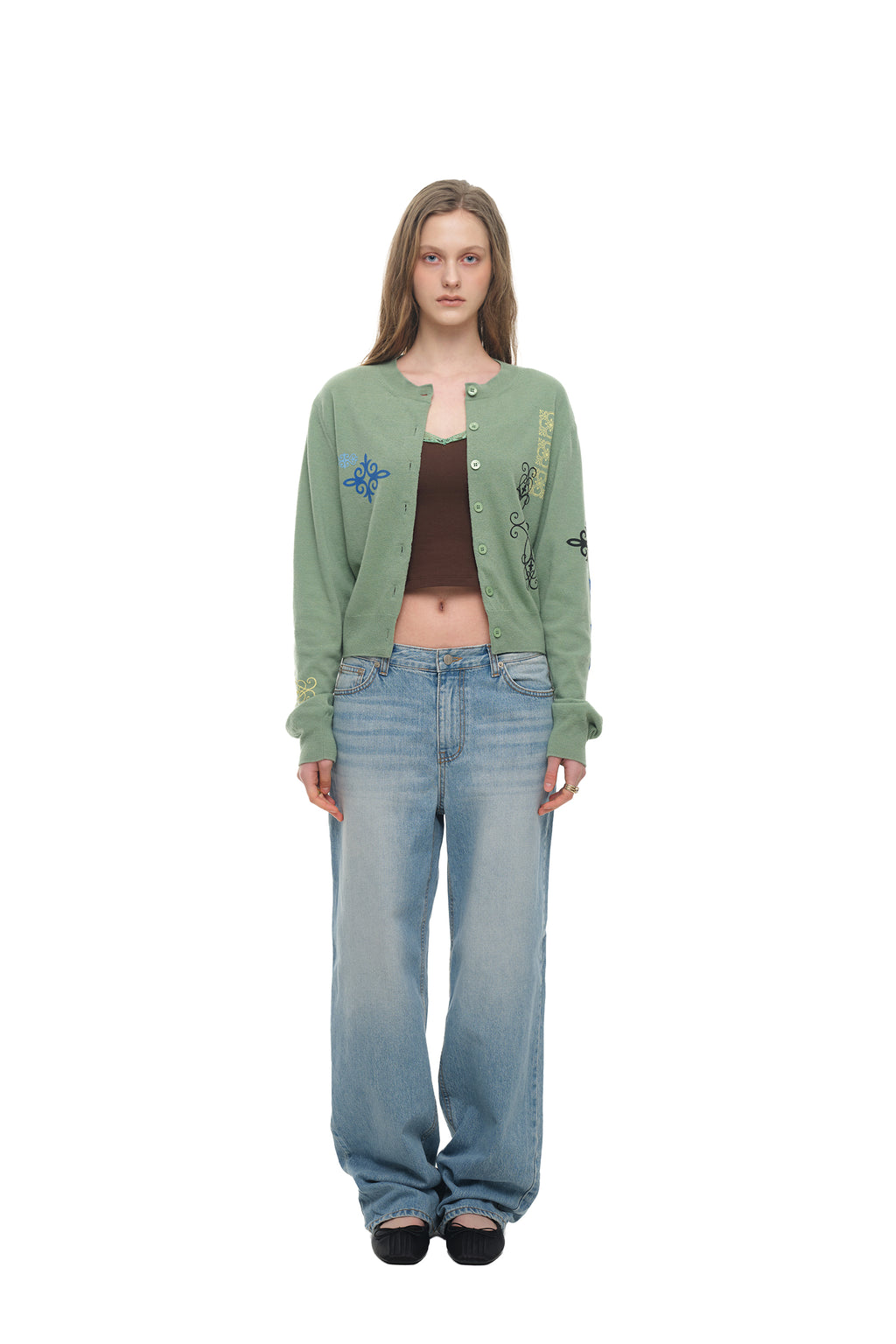 FOLK PATTERN CARDIGAN (GREEN)