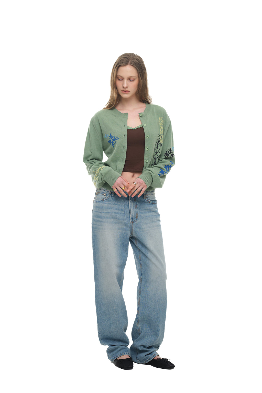 FOLK PATTERN CARDIGAN (GREEN)