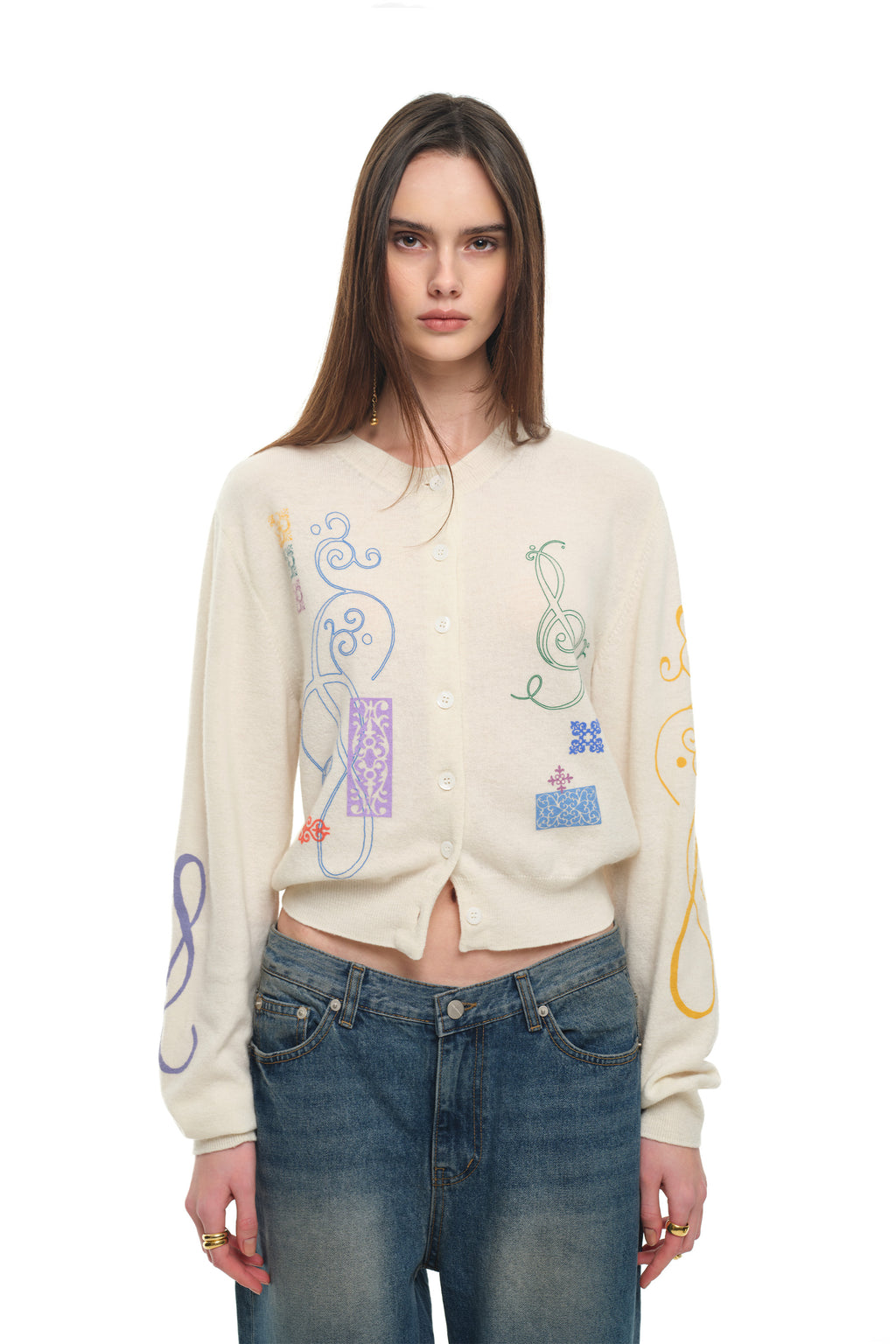 FOLK PATTERN CARDIGAN (IVORY)