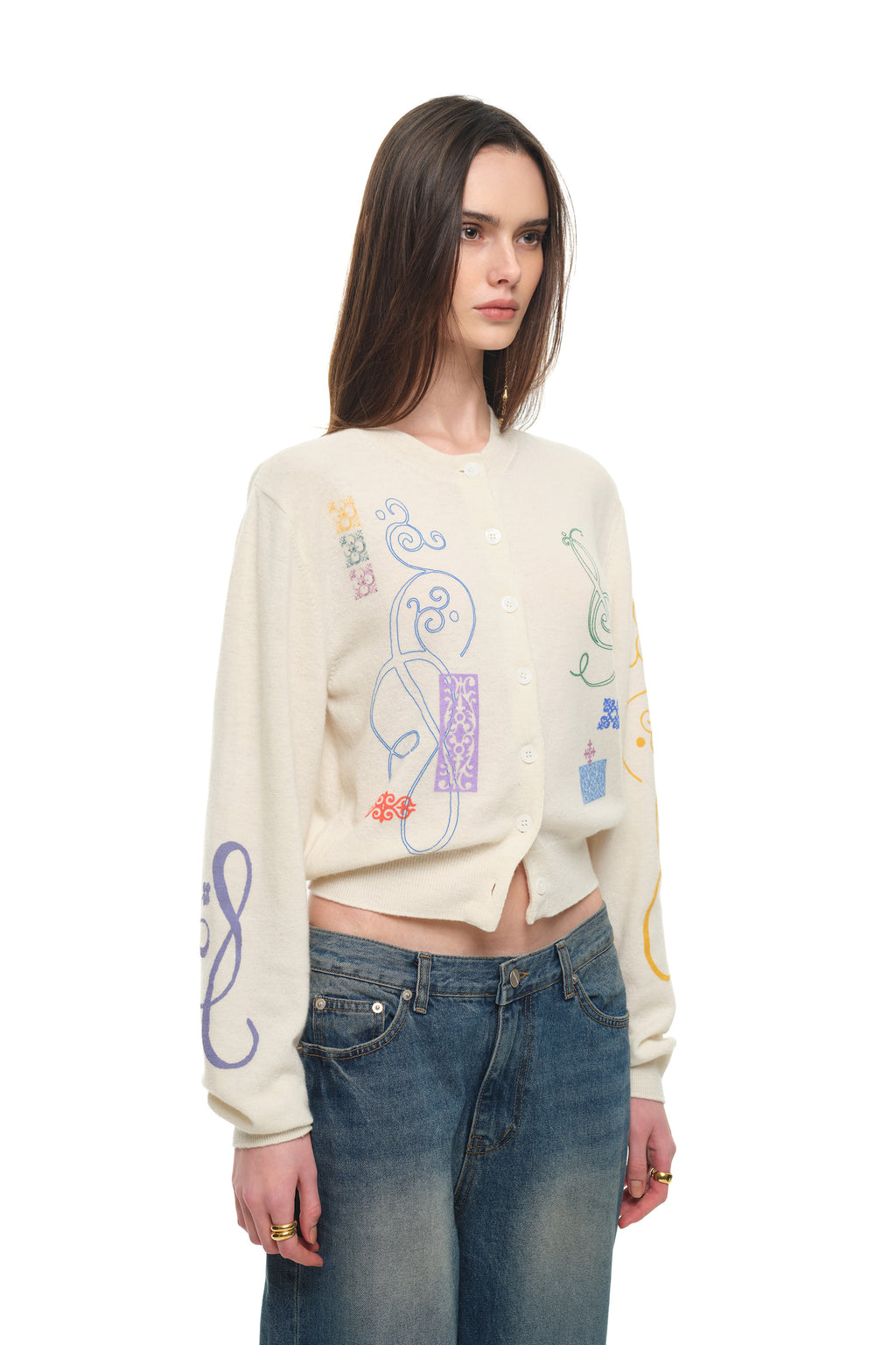 FOLK PATTERN CARDIGAN (IVORY)