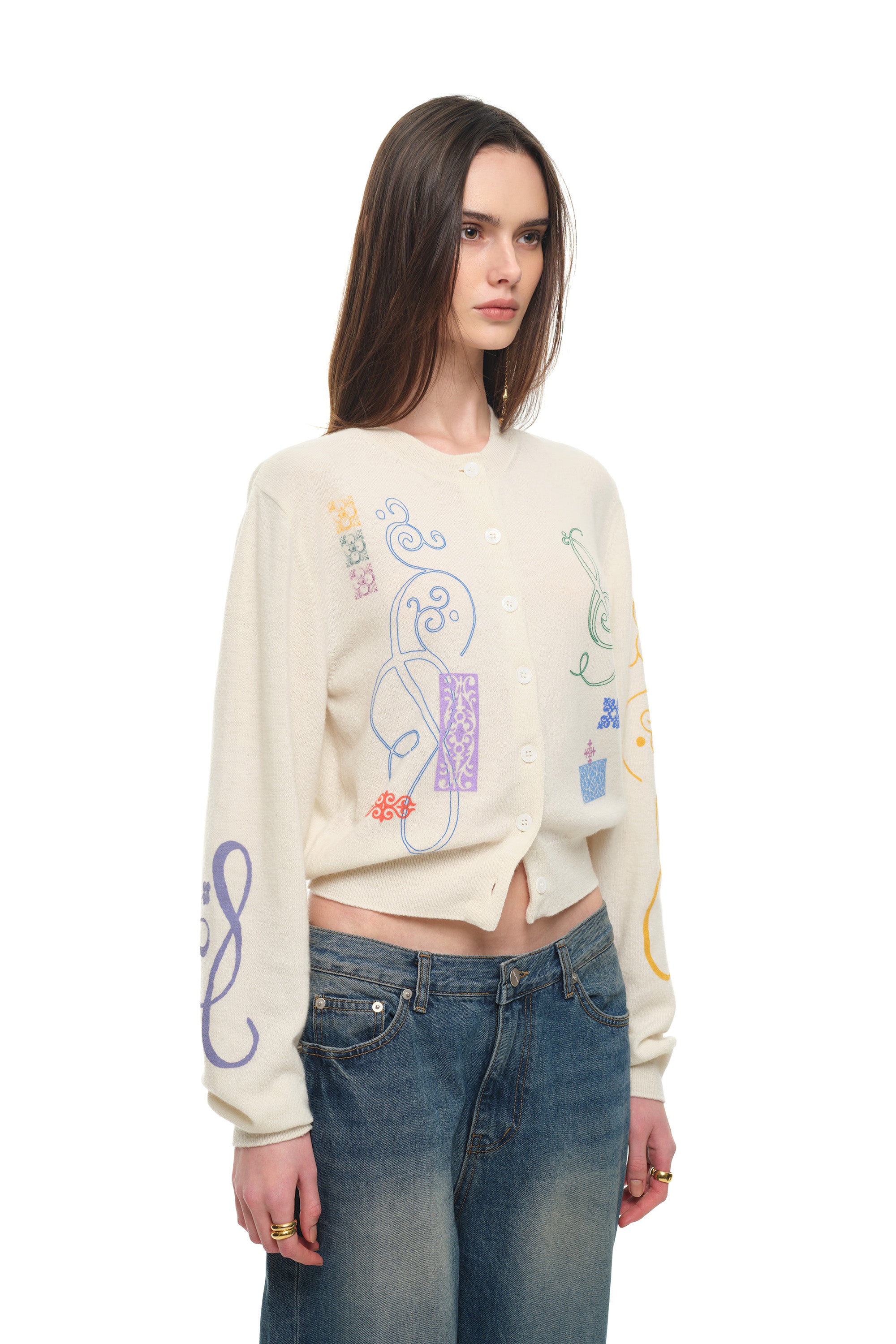 FOLK PATTERN CARDIGAN (IVORY)