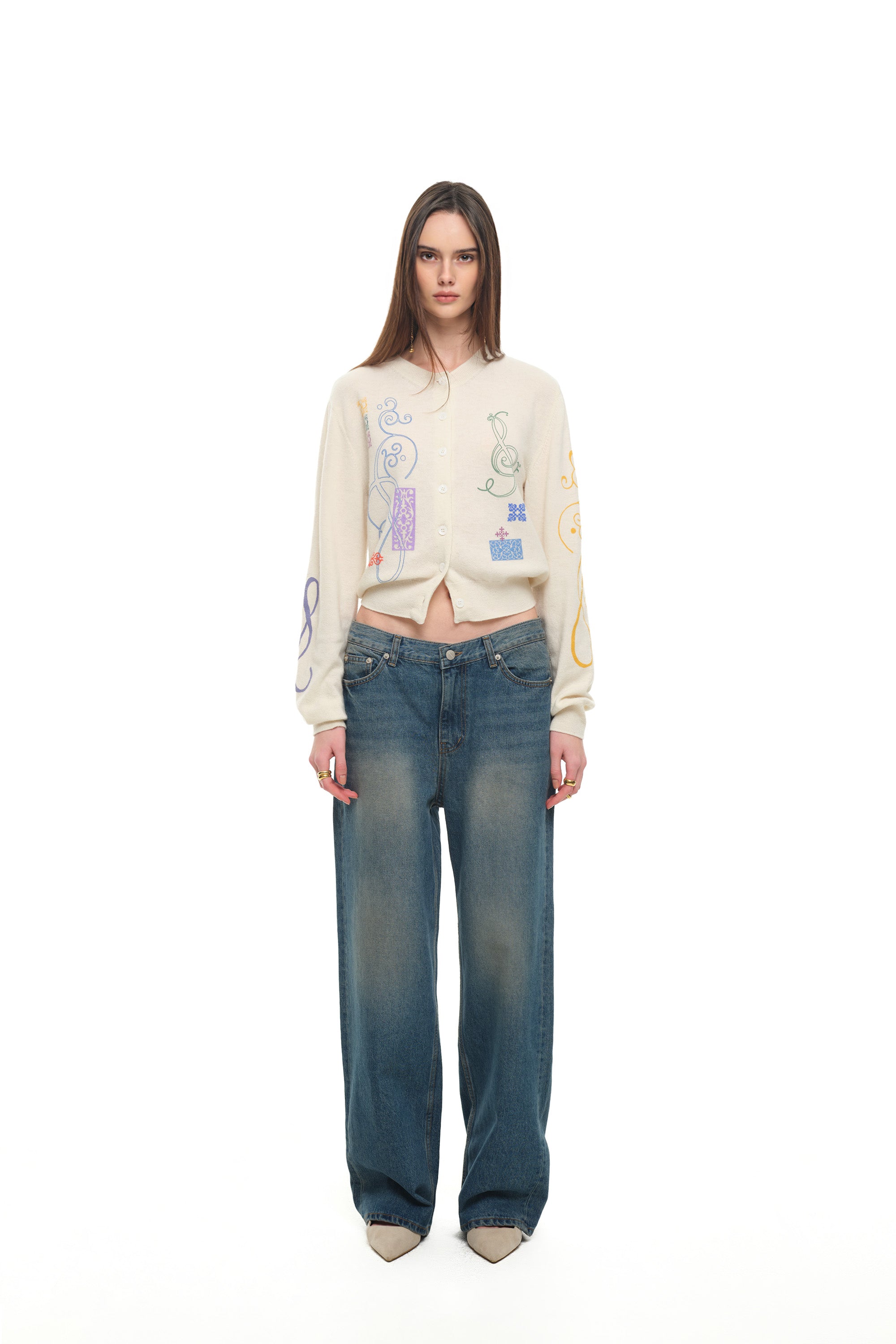 FOLK PATTERN CARDIGAN (IVORY)