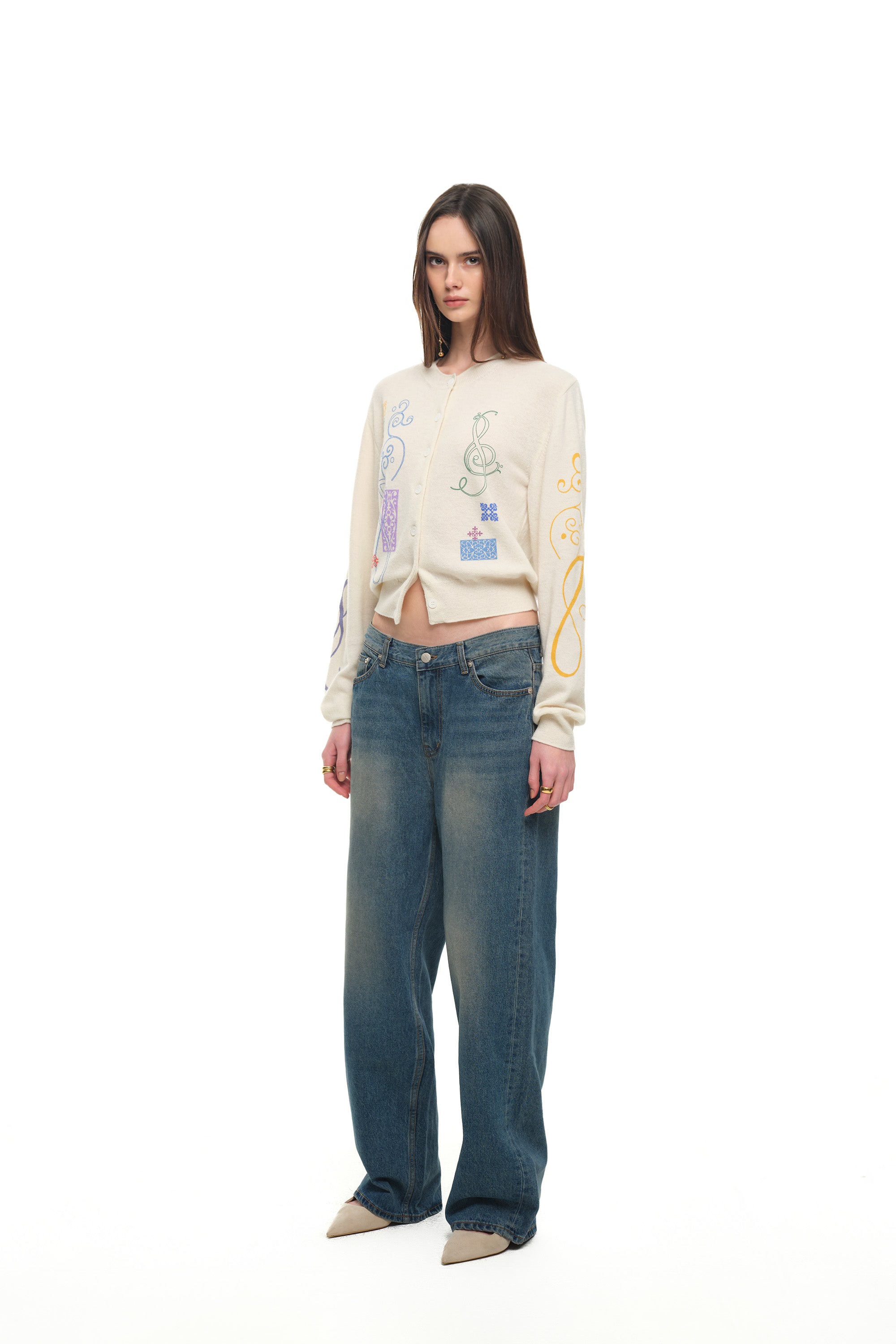 FOLK PATTERN CARDIGAN (IVORY)