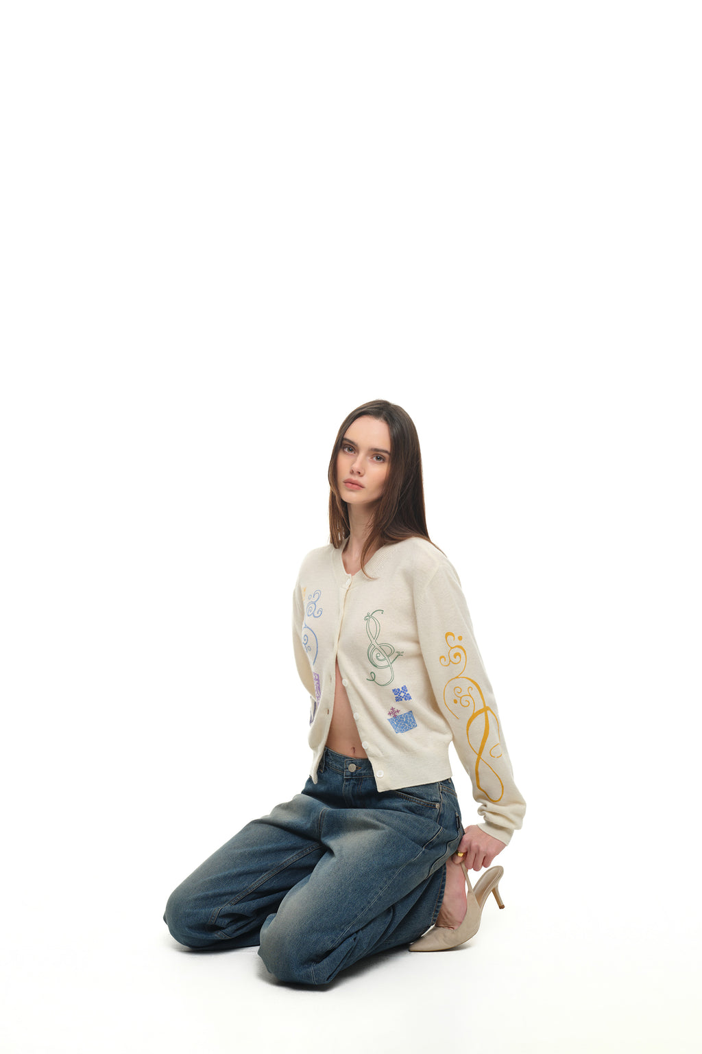 FOLK PATTERN CARDIGAN (IVORY)