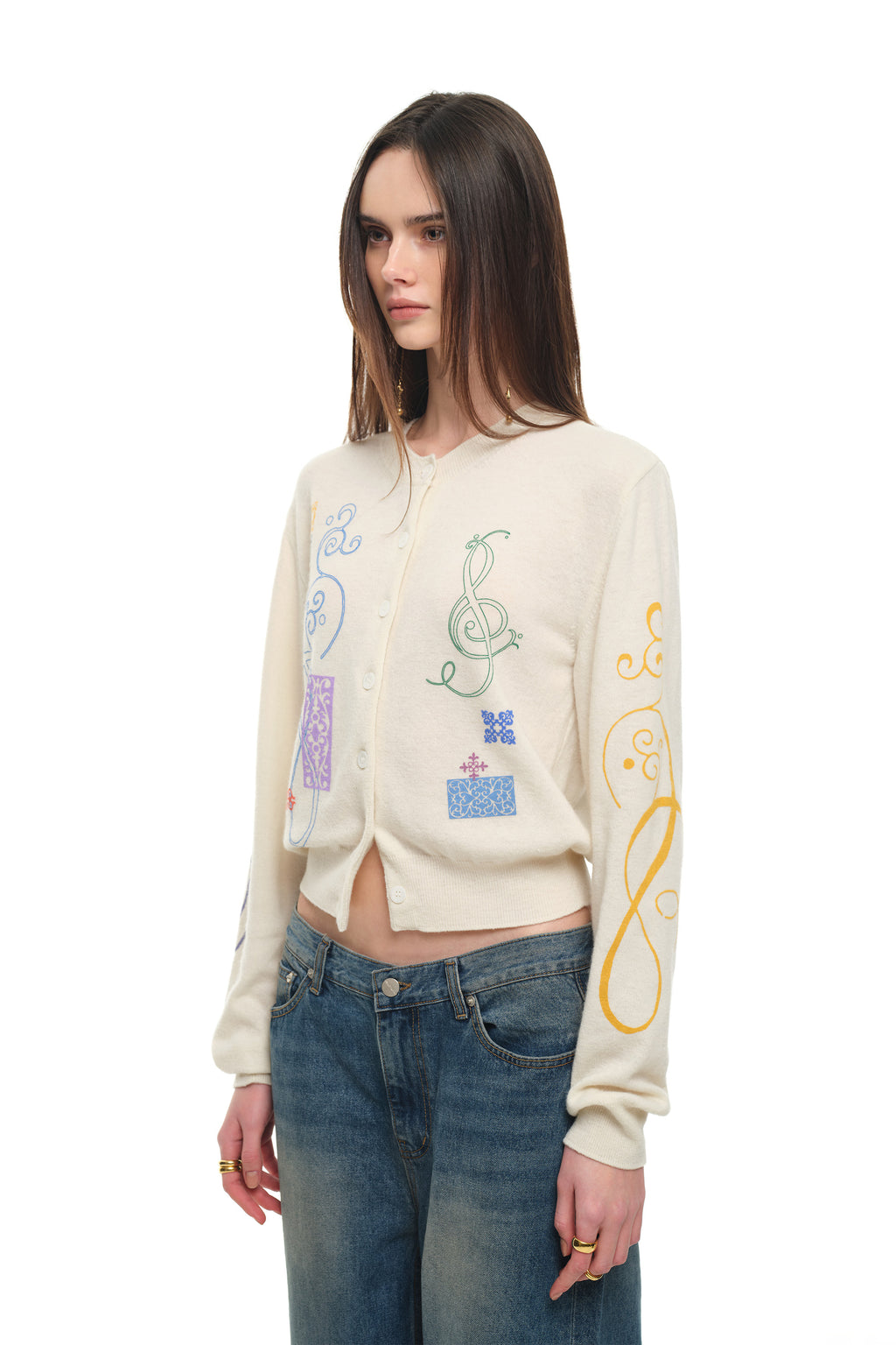 FOLK PATTERN CARDIGAN (IVORY)