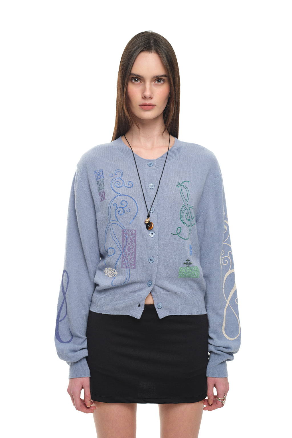 FOLK PATTERN CARDIGAN (LIGHT BLUE)
