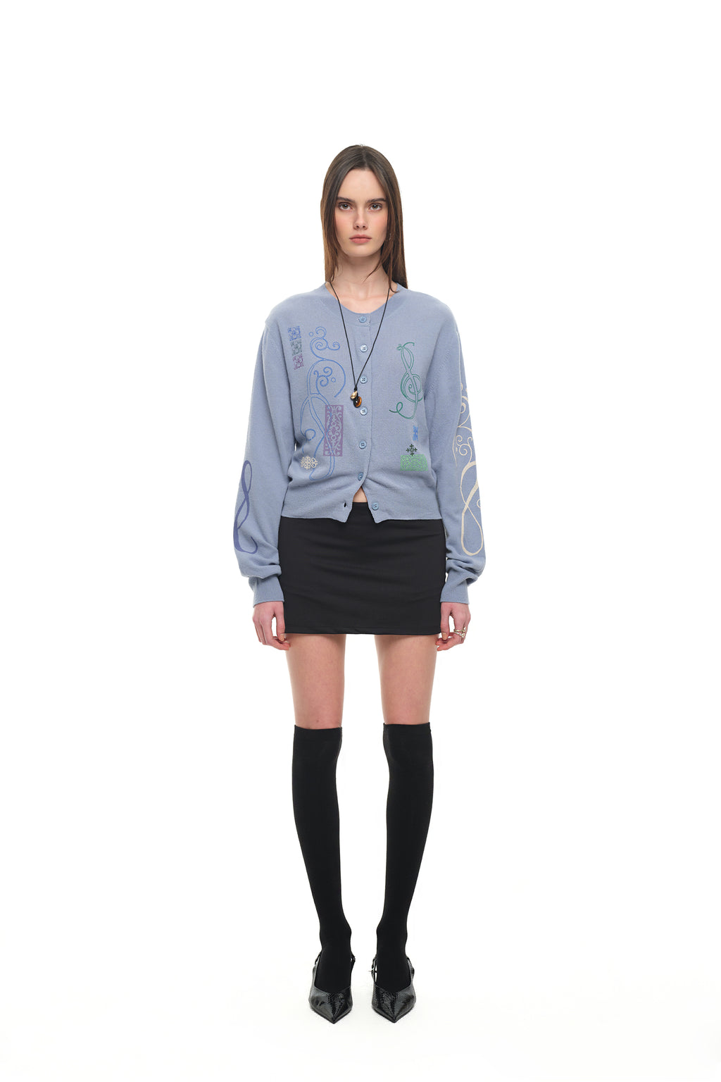 FOLK PATTERN CARDIGAN (LIGHT BLUE)