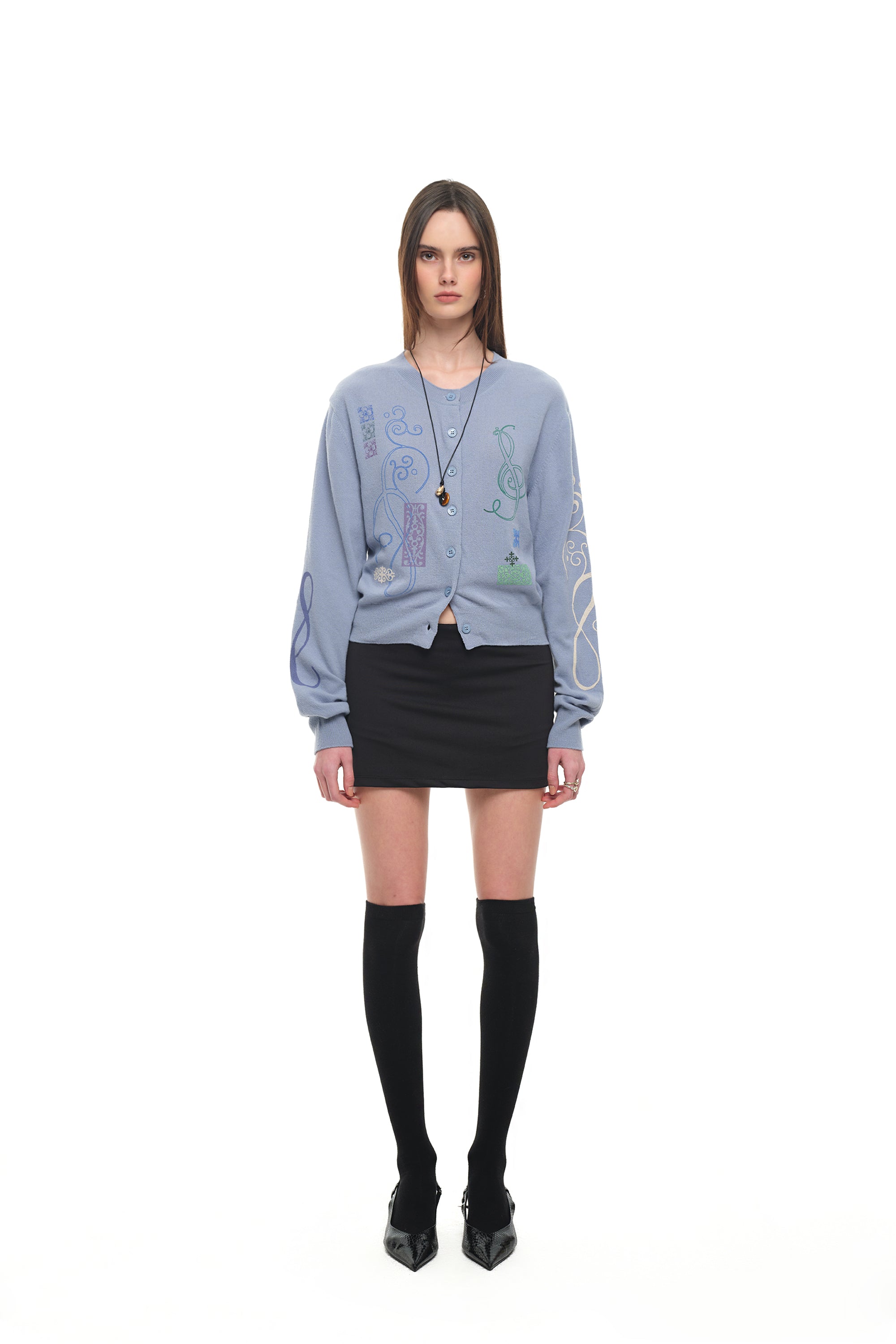 FOLK PATTERN CARDIGAN (LIGHT BLUE)