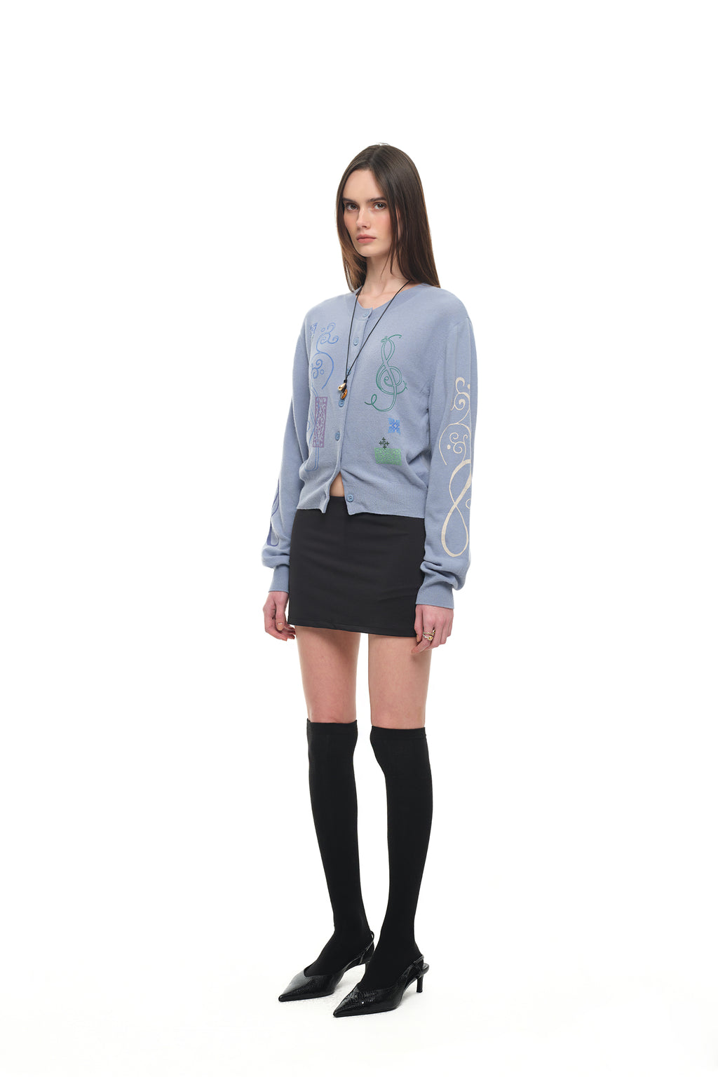 FOLK PATTERN CARDIGAN (LIGHT BLUE)