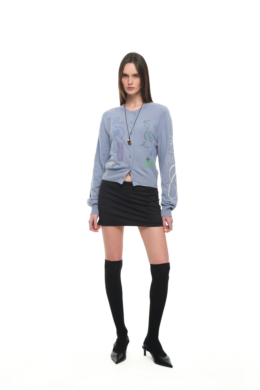 FOLK PATTERN CARDIGAN (LIGHT BLUE)