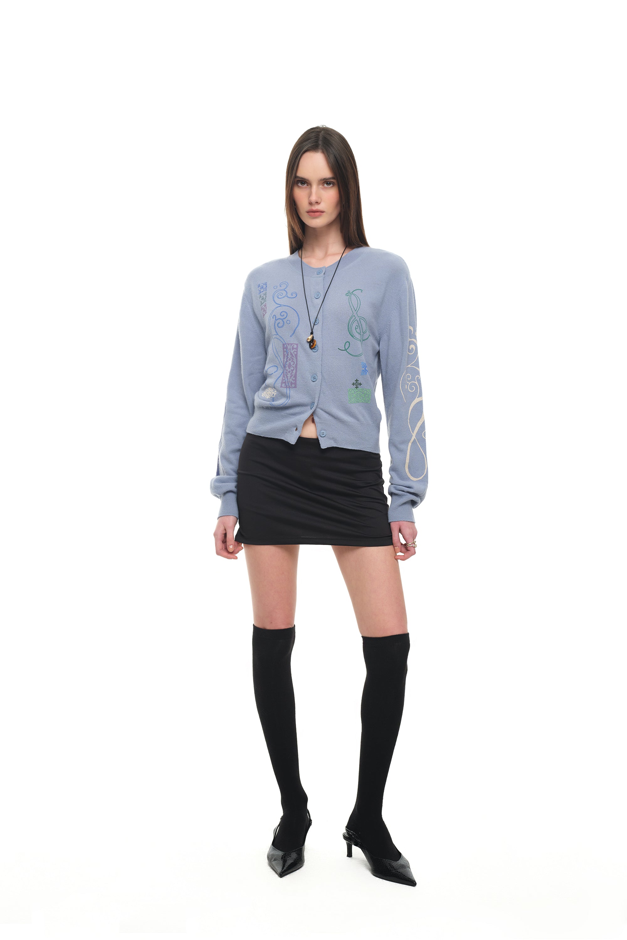 FOLK PATTERN CARDIGAN (LIGHT BLUE)