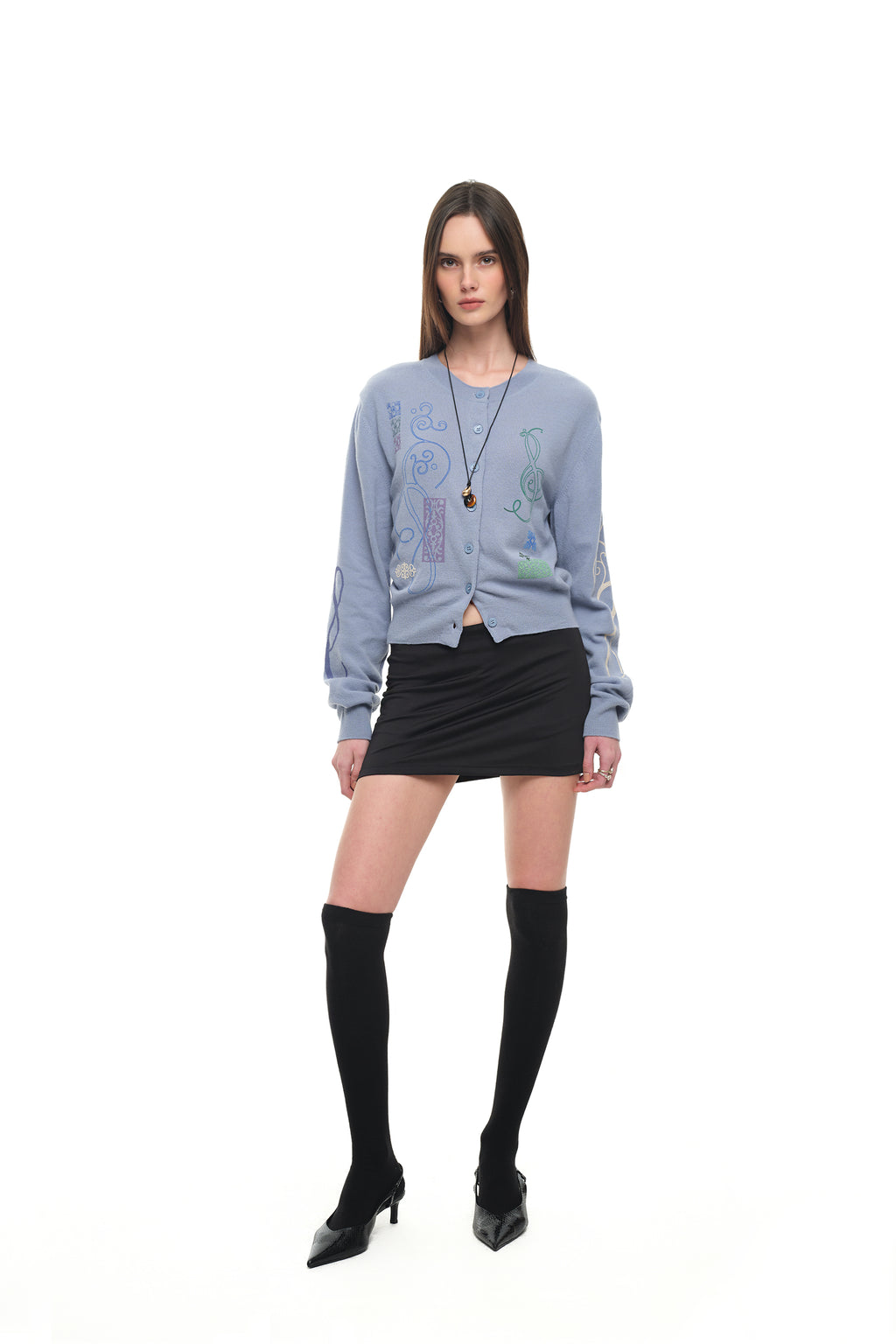 FOLK PATTERN CARDIGAN (LIGHT BLUE)