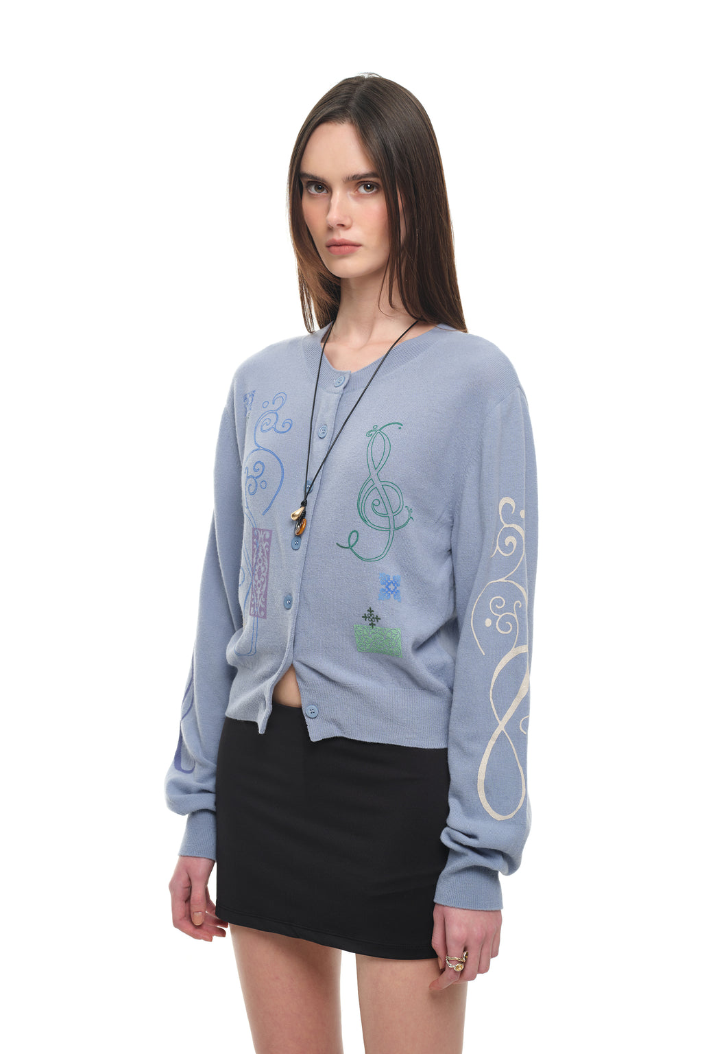 FOLK PATTERN CARDIGAN (LIGHT BLUE)