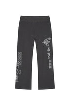 FOLK PATTERN SLIM-FIT WAFFLE PANTS (CHARCOAL)