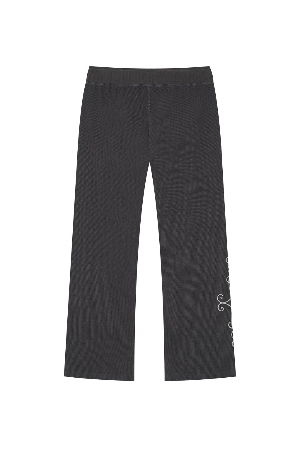 FOLK PATTERN SLIM-FIT WAFFLE PANTS (CHARCOAL)