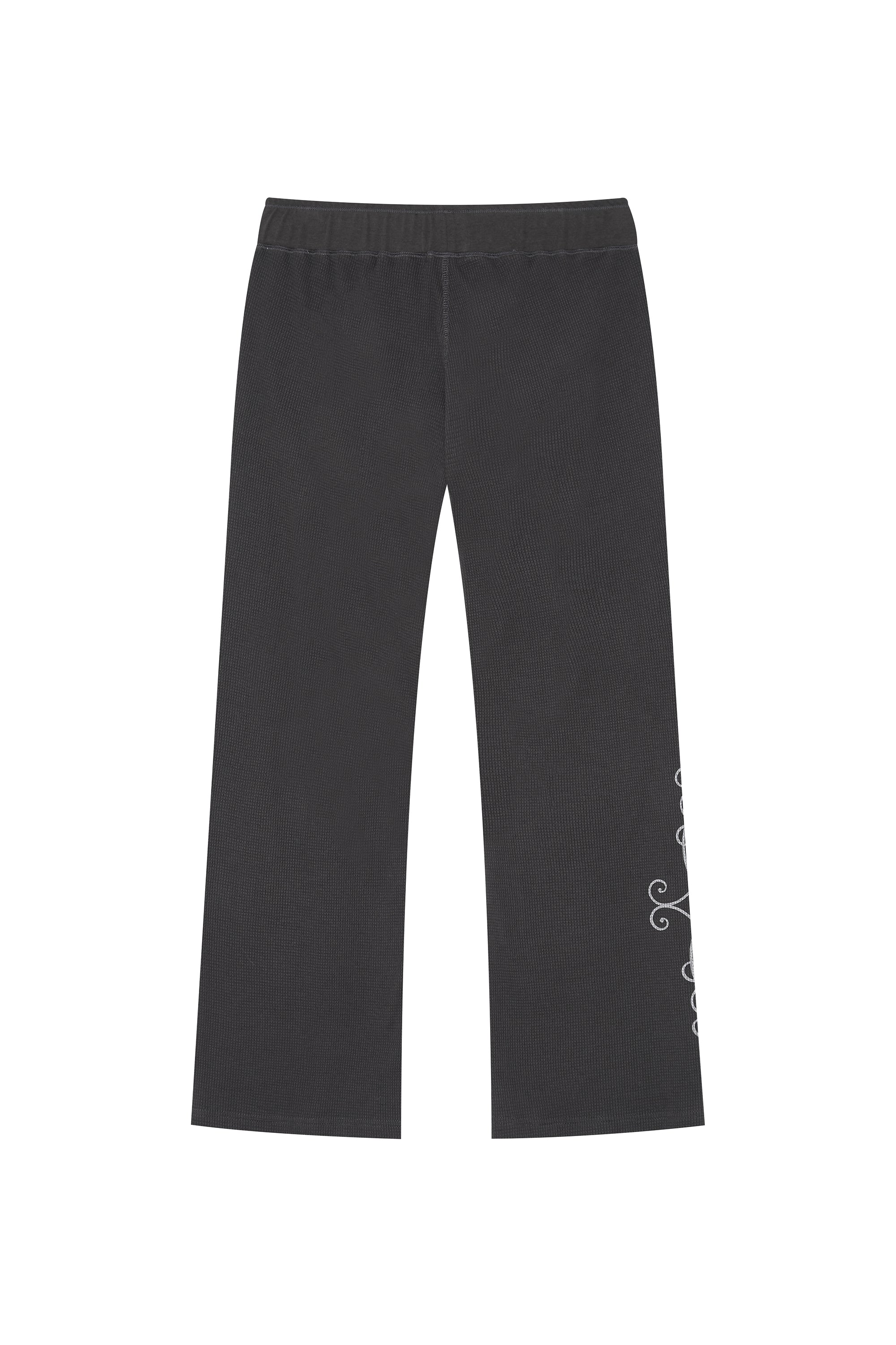 FOLK PATTERN SLIM-FIT WAFFLE PANTS (CHARCOAL)