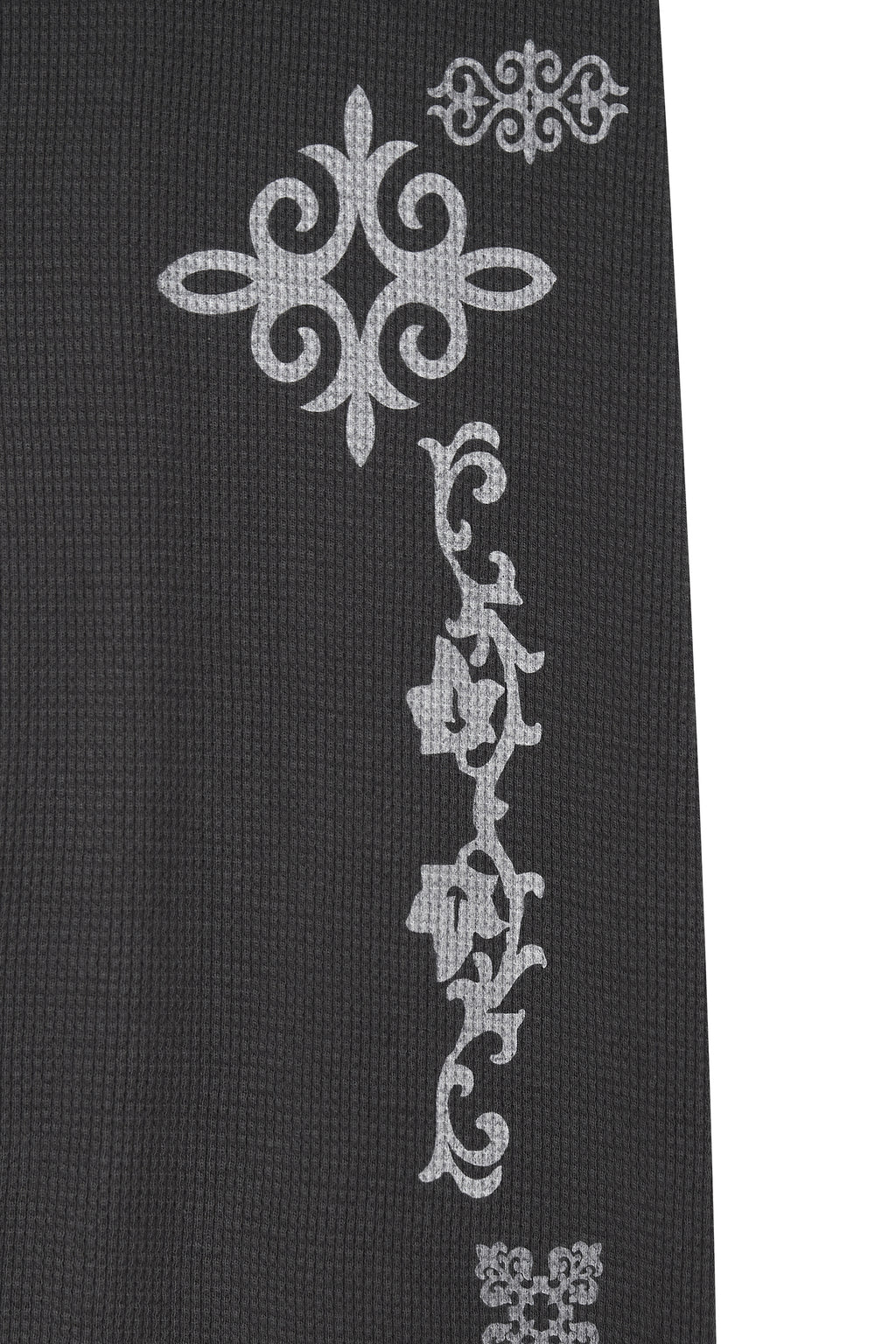FOLK PATTERN SLIM-FIT WAFFLE PANTS (CHARCOAL)