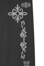 FOLK PATTERN SLIM-FIT WAFFLE PANTS (CHARCOAL)
