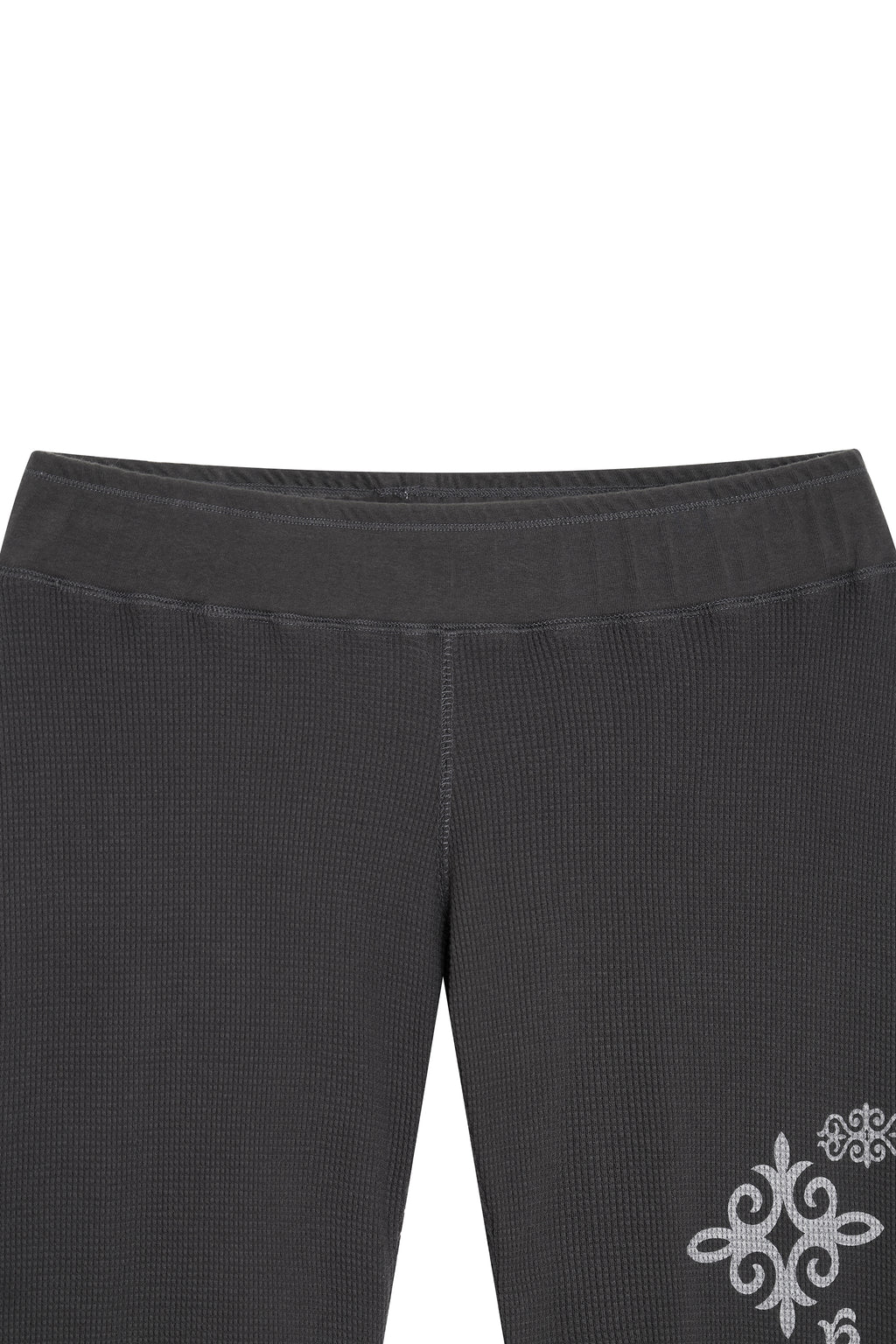 FOLK PATTERN SLIM-FIT WAFFLE PANTS (CHARCOAL)