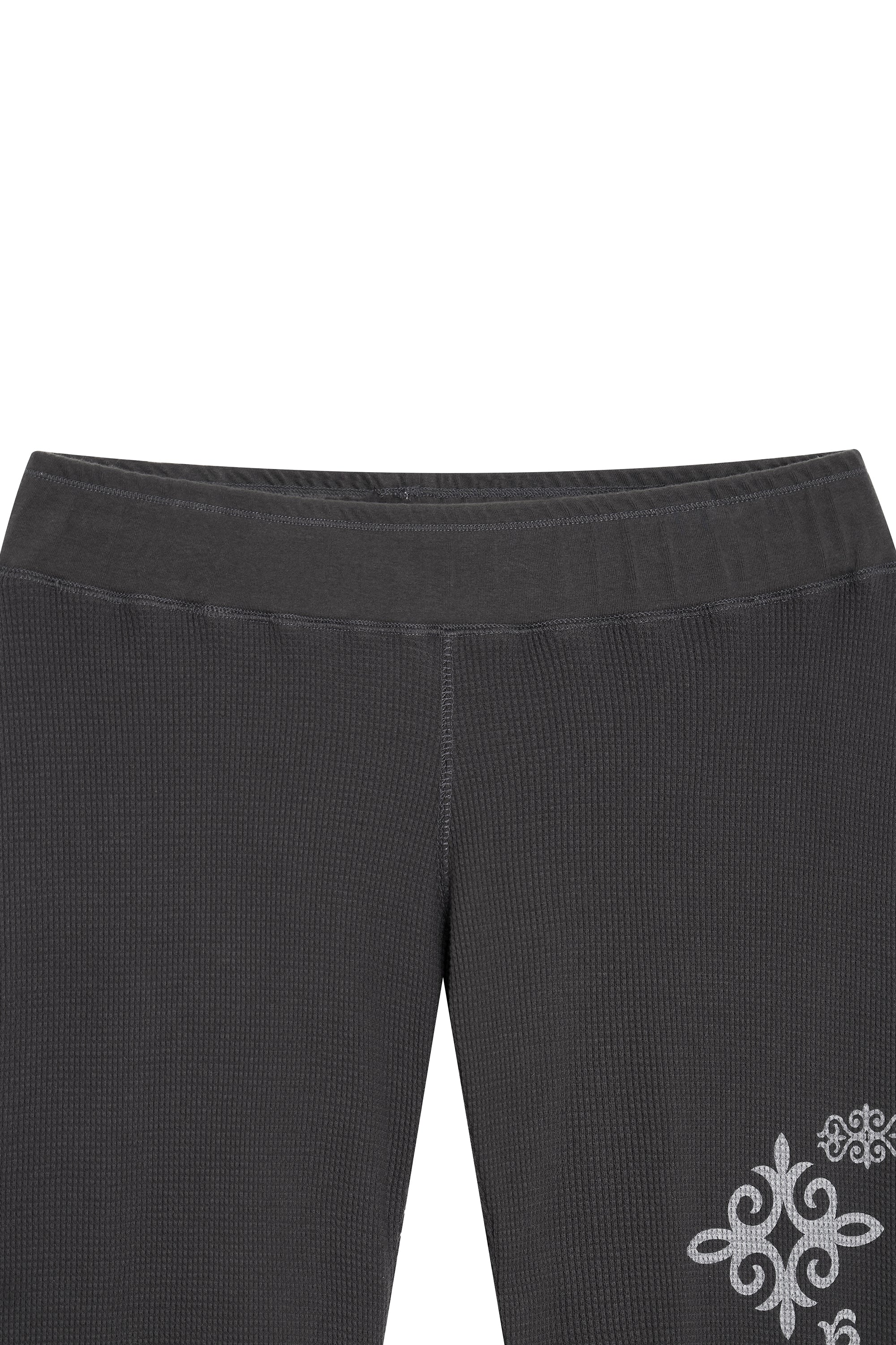 FOLK PATTERN SLIM-FIT WAFFLE PANTS (CHARCOAL)